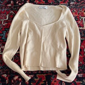 Abercrombie & Fitch beige Ribbed Knit sweater